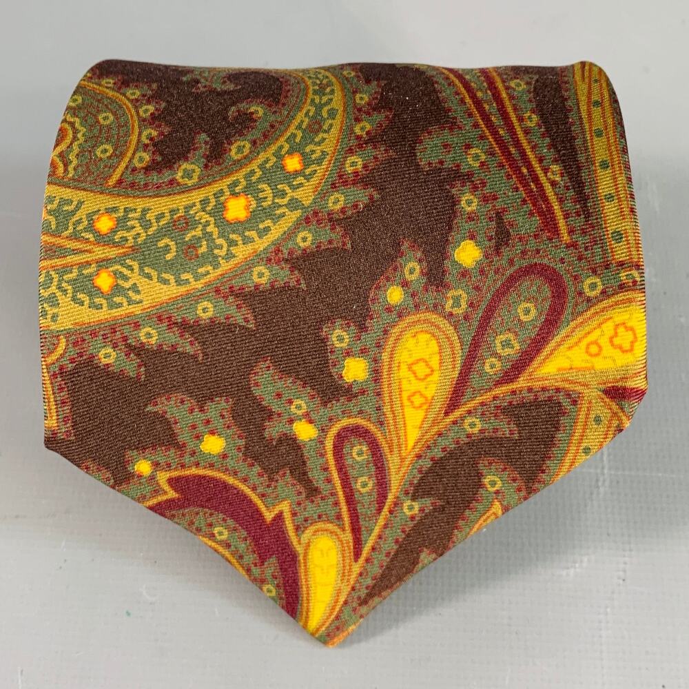 WILKES BASHFORD Brown Multi Color Paisley Silk Tie